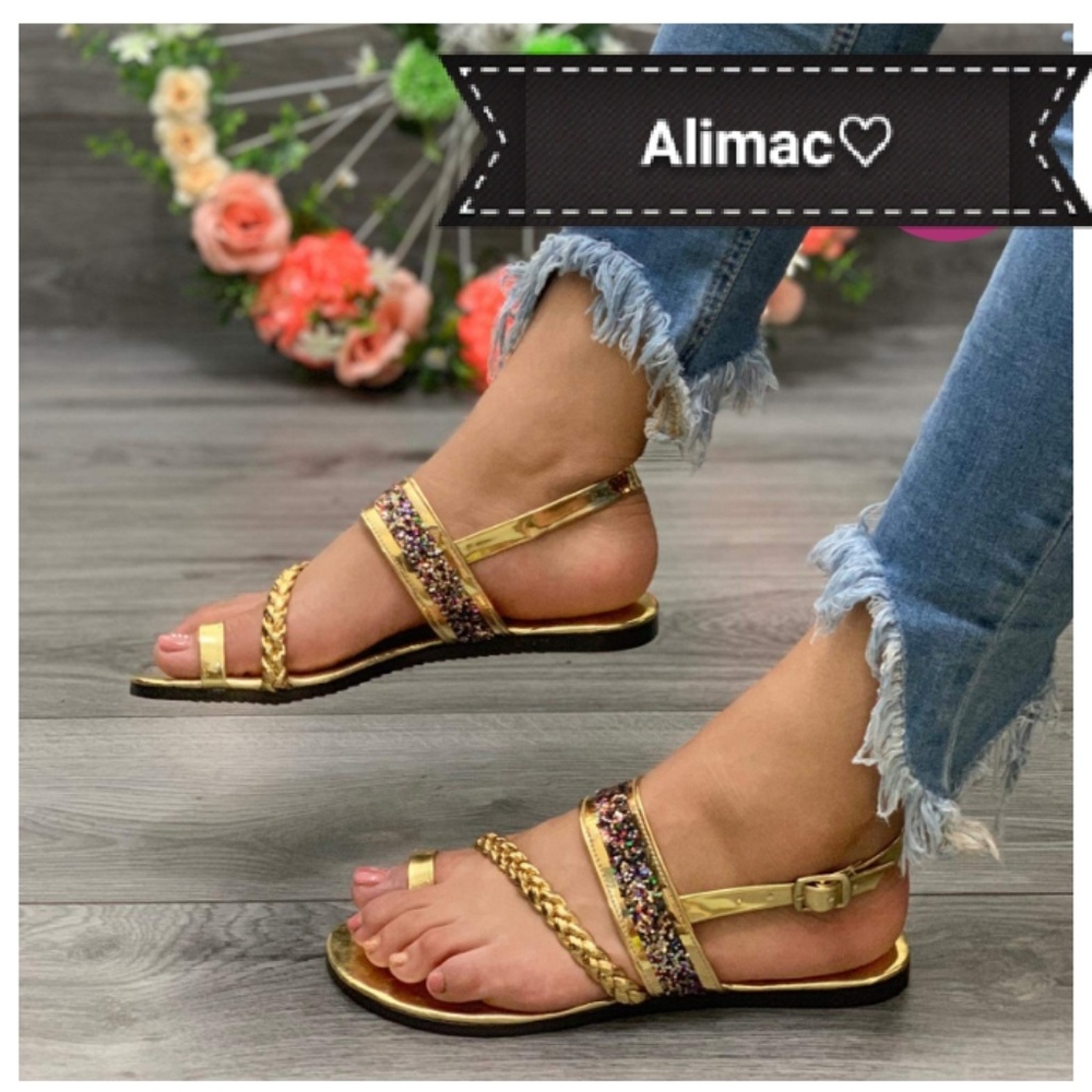 Gold and Glitter Sandals